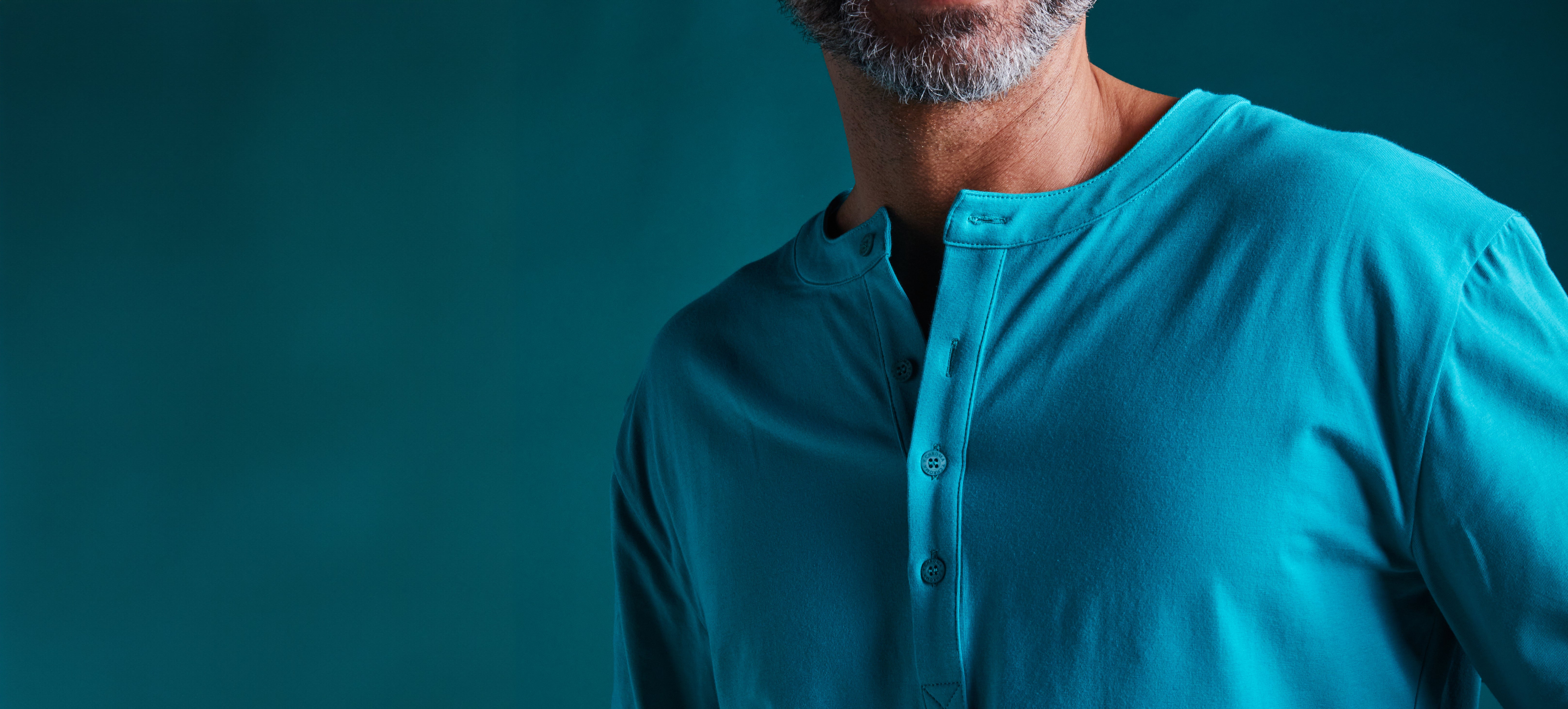 buffed cotton long-sleeve henley banner