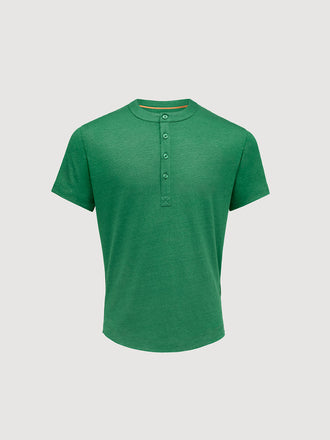 French Linen Short Sleeve Henley