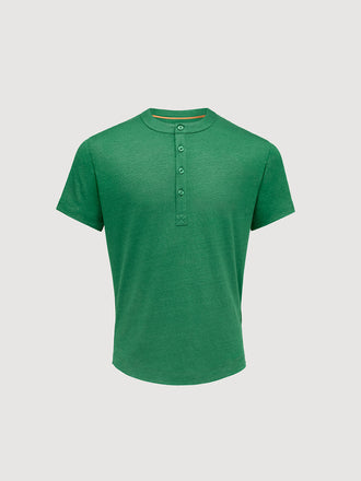 French Linen Short Sleeve Henley