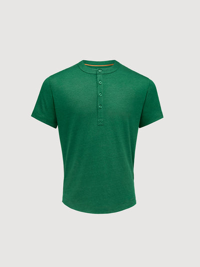French Linen Short Sleeve Henley
