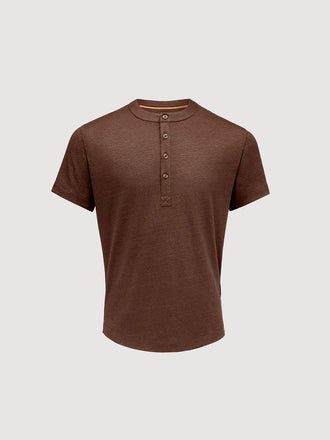 French Linen Short Sleeve Henley