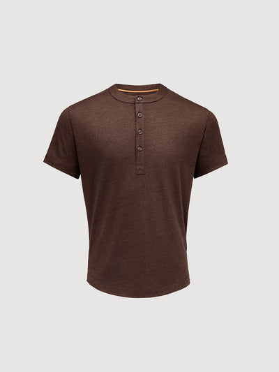 French Linen Short Sleeve Henley