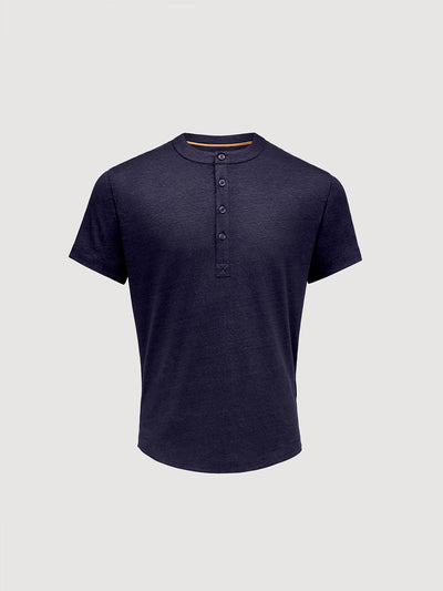 French Linen Short Sleeve Henley