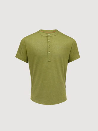 French Linen Short Sleeve Henley