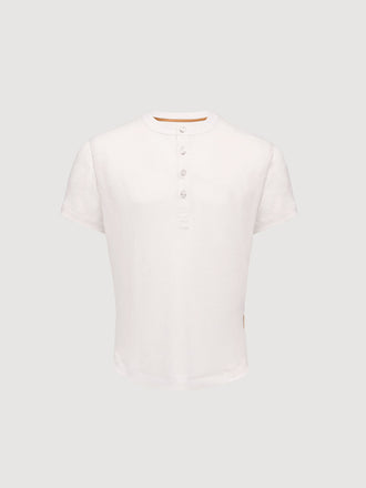 French Linen Short Sleeve Henley