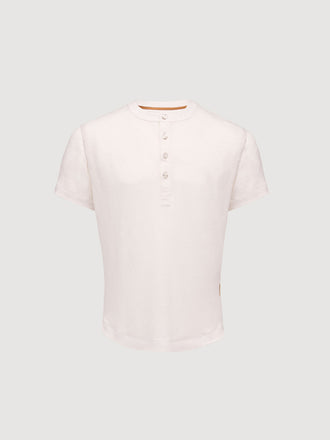 French Linen Short Sleeve Henley