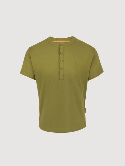 Buffed Cotton Short-Sleeve Henley