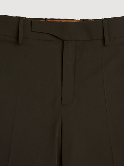 Retinol Pant 2026 Edition in *Dark Military Olive* (dark olive green) — front waistband and belt detail | Y.Chroma