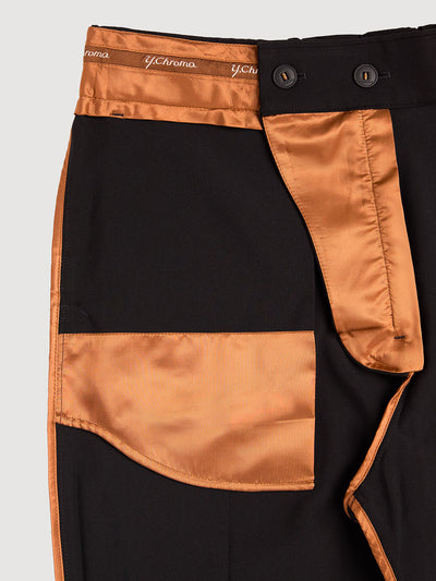 Retinol Pant 2026 Edition in *Berlin Black* (black) — interior construction and button system detail | Y.Chroma