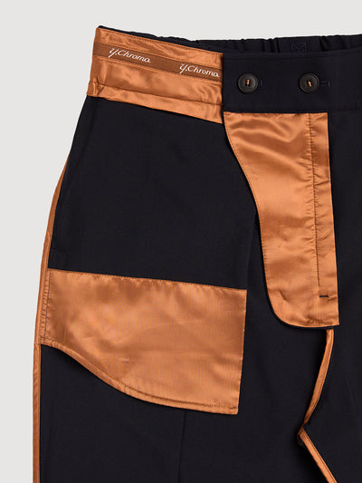 Retinol Pant 2026 Edition in *Midnight Blue* (navy blue) — interior construction and button system detail | Y.Chroma