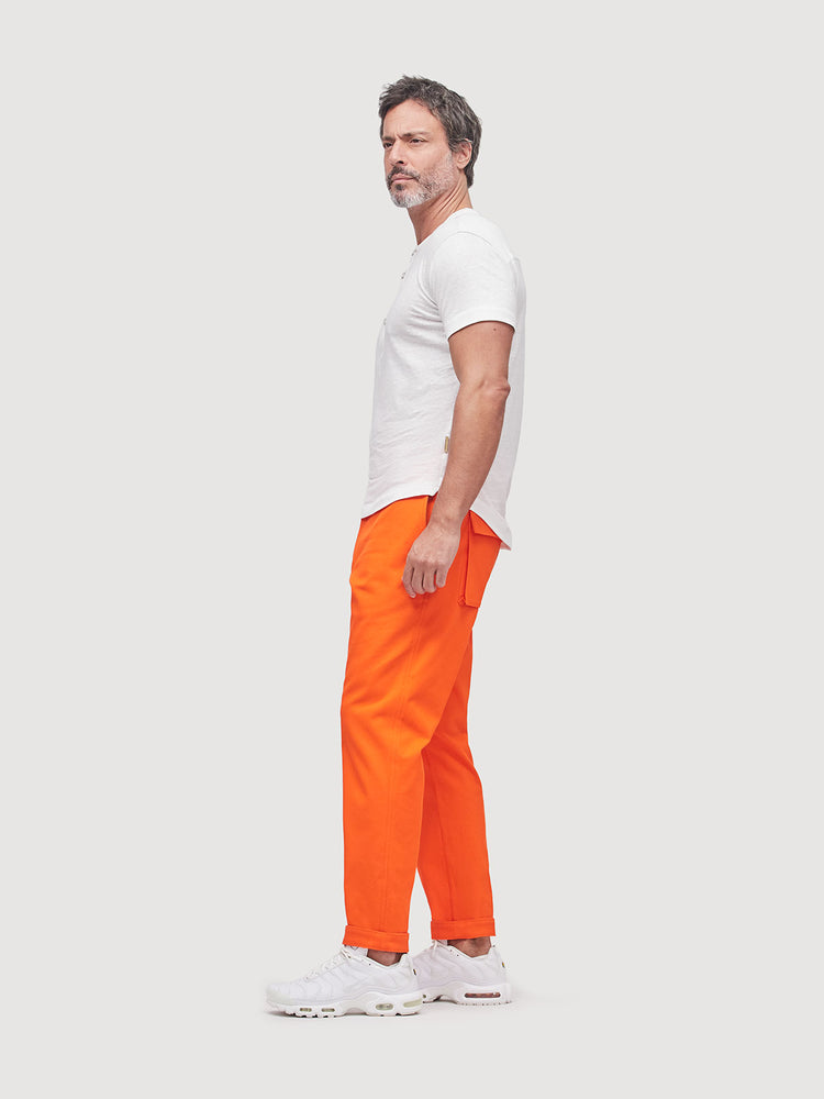 French Linen Short Sleeve Henley in *White Lotus* (off-white) — flat lay front | Y.Chroma
