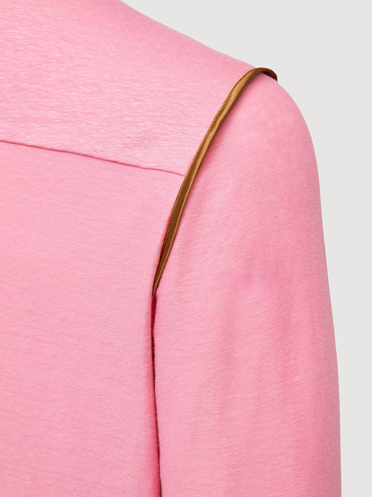 Madeira French Linen Long Sleeve Polo in *Quartz Pink* (dusty pink) — Cognac Silk™ armhole lining detail | Y.Chroma