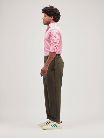 Retinol Pant 2026 Edition in *Dark Military Olive* (dark olive green) — side view | Y.Chroma